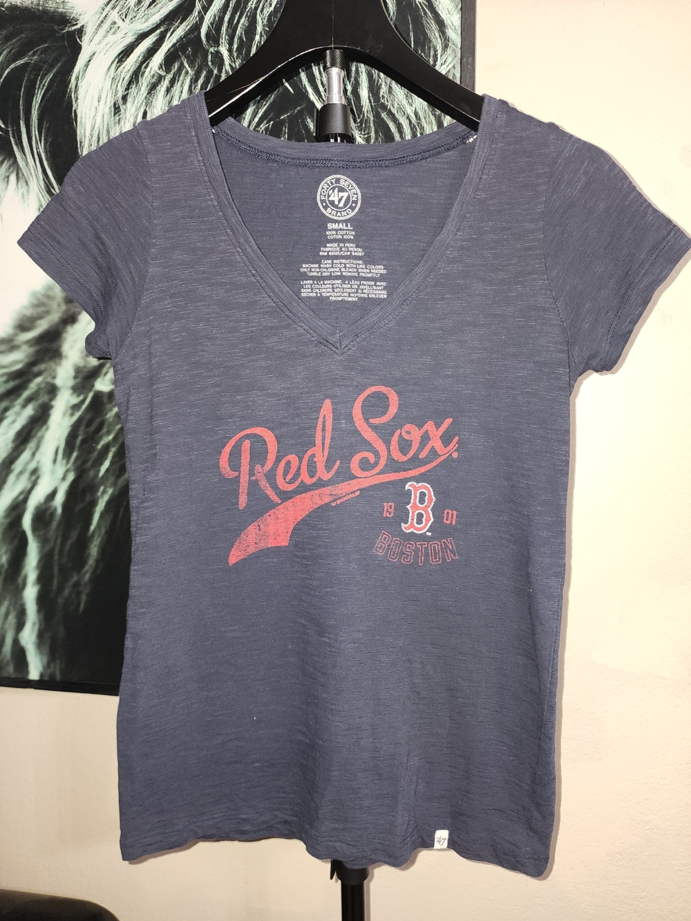 47 Women's Red Sox Navy V-Neck Tee